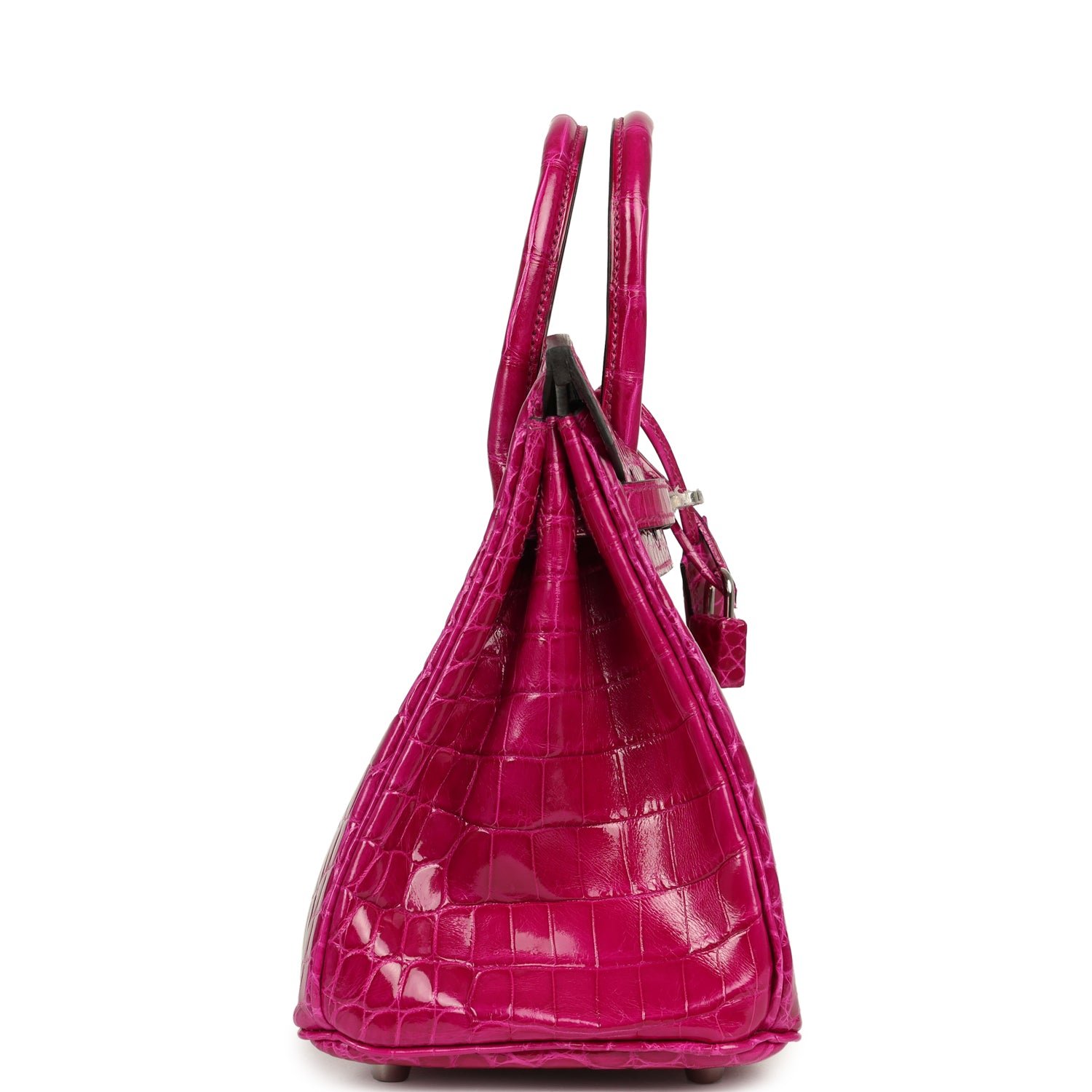 Hermes Birkin 25 Rose Pourpre Shiny Niloticus Crocodile Palladium Hardware - Image 3