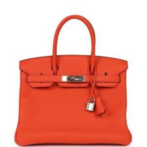 Hermes Birkin 30 Orange Poppy Clemence Palladium Hardware