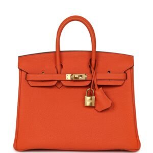 Hermes Birkin 25 Feu Togo Gold Hardware