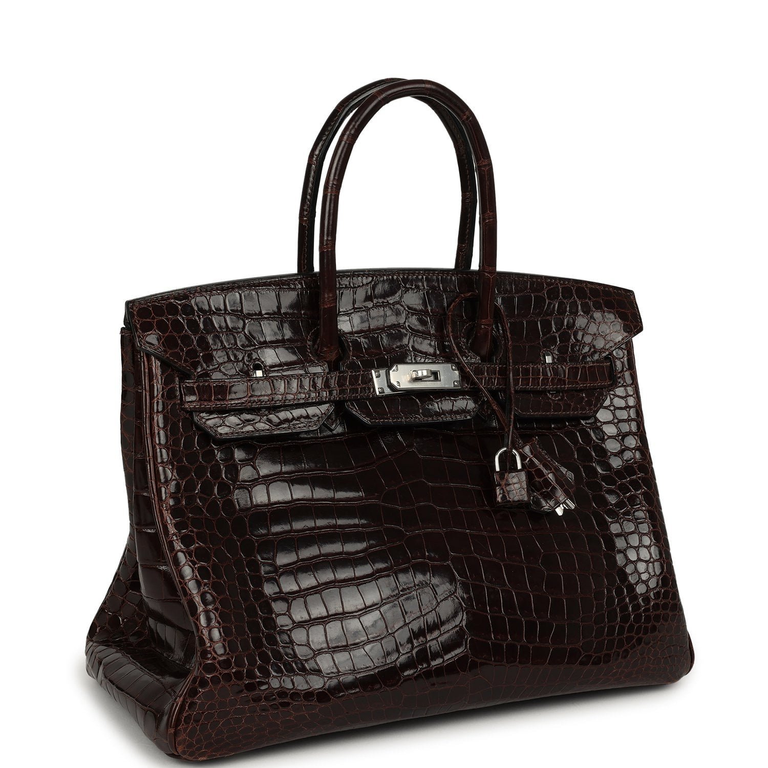 Vintage Hermes Birkin 35 Havane Shiny Porosus Crocodile Palladium Hardware - Image 2