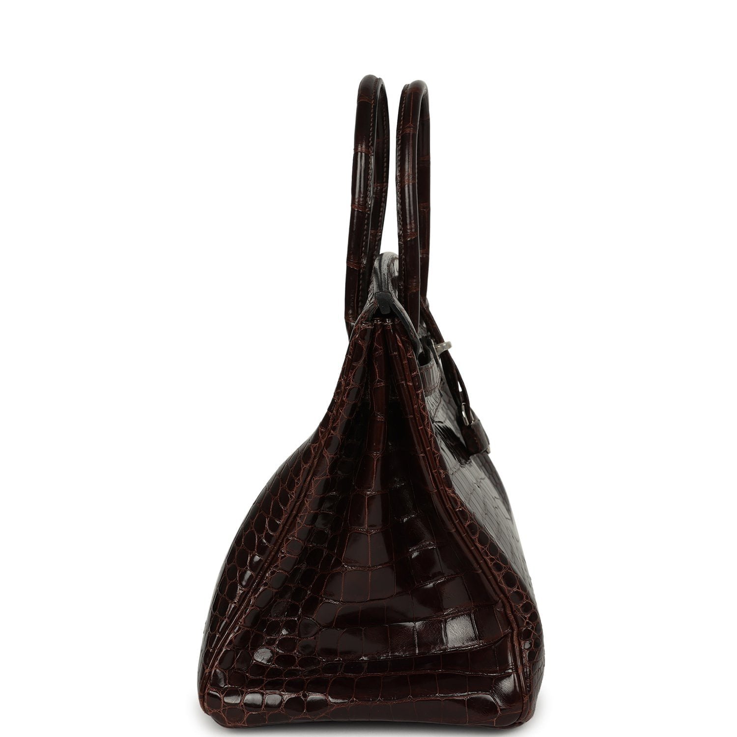 Vintage Hermes Birkin 35 Havane Shiny Porosus Crocodile Palladium Hardware - Image 3