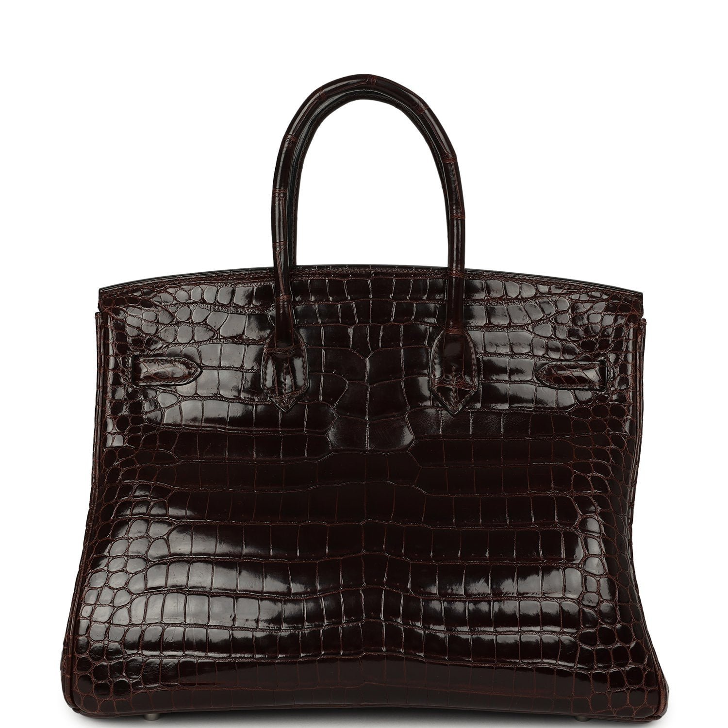 Vintage Hermes Birkin 35 Havane Shiny Porosus Crocodile Palladium Hardware - Image 4