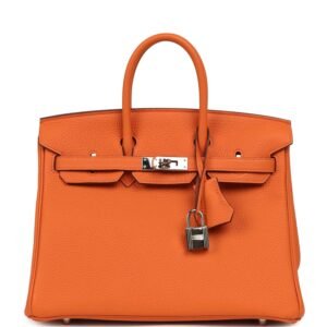 Hermes Birkin 25 Orange Togo Palladium Hardware