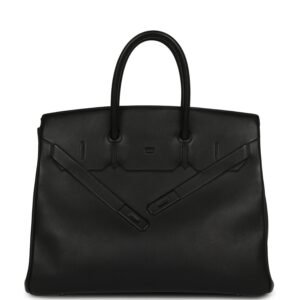 Hermes Shadow Birkin 35 Black Swift Palladium Hardware