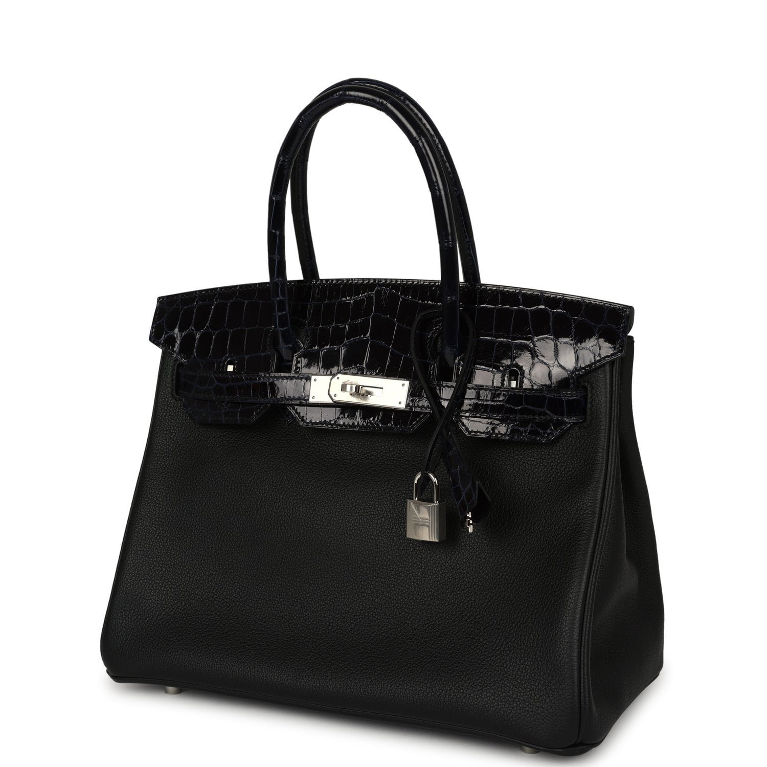 Hermes Birkin 30 Black, Bleu Marine Novillo, Shiny Niloticus Crocodile Touch Palladium Hardware - Image 5