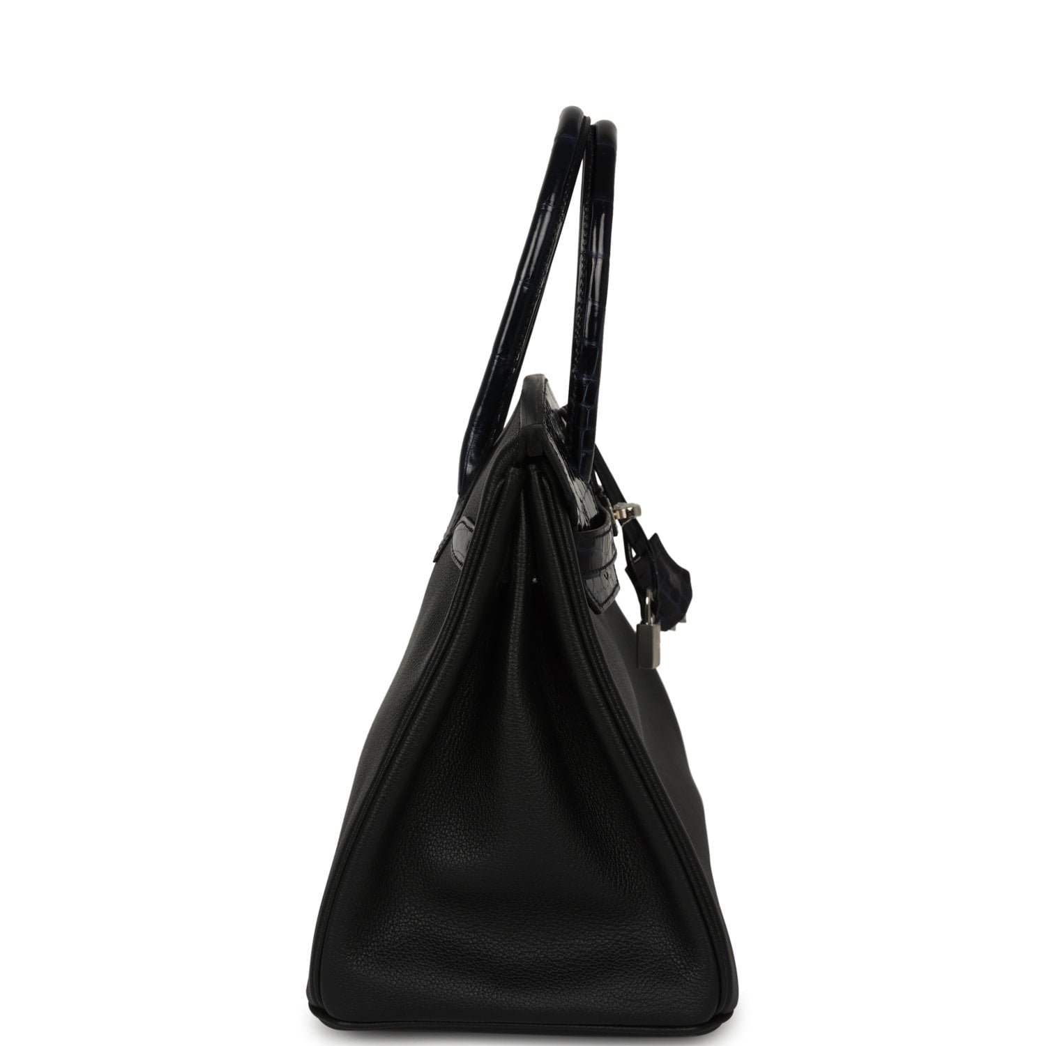 Hermes Birkin 30 Black, Bleu Marine Novillo, Shiny Niloticus Crocodile Touch Palladium Hardware - Image 3