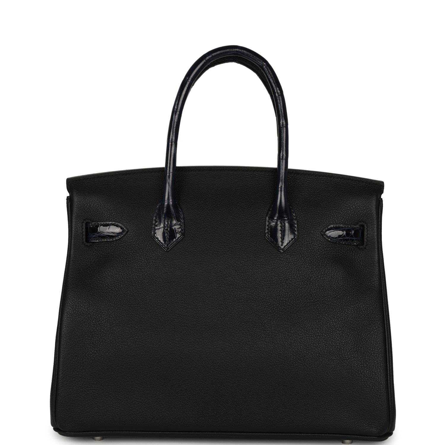 Hermes Birkin 30 Black, Bleu Marine Novillo, Shiny Niloticus Crocodile Touch Palladium Hardware - Image 4