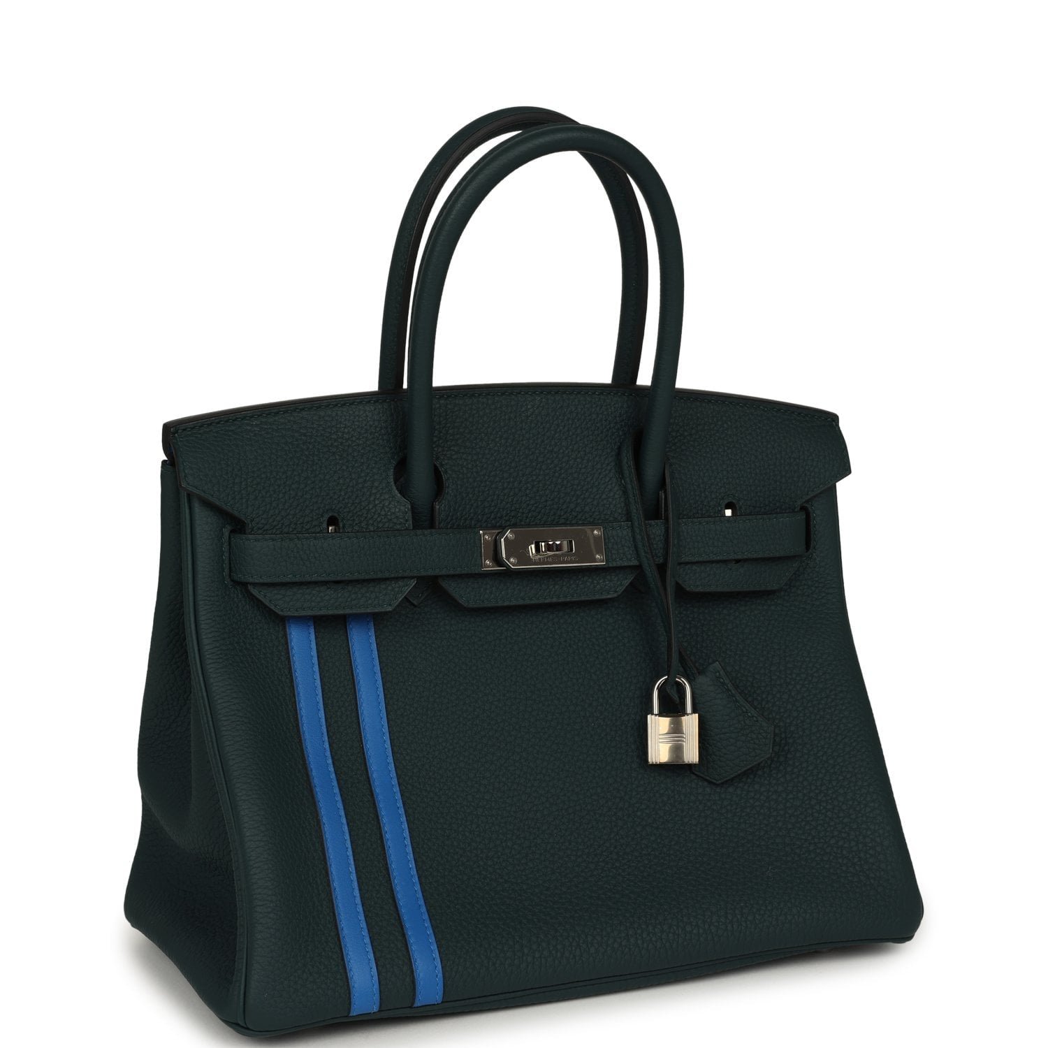 Hermes Officier Birkin 30 Vert Cypress, Bleu Zellige Togo Palladium Hardware - Image 2