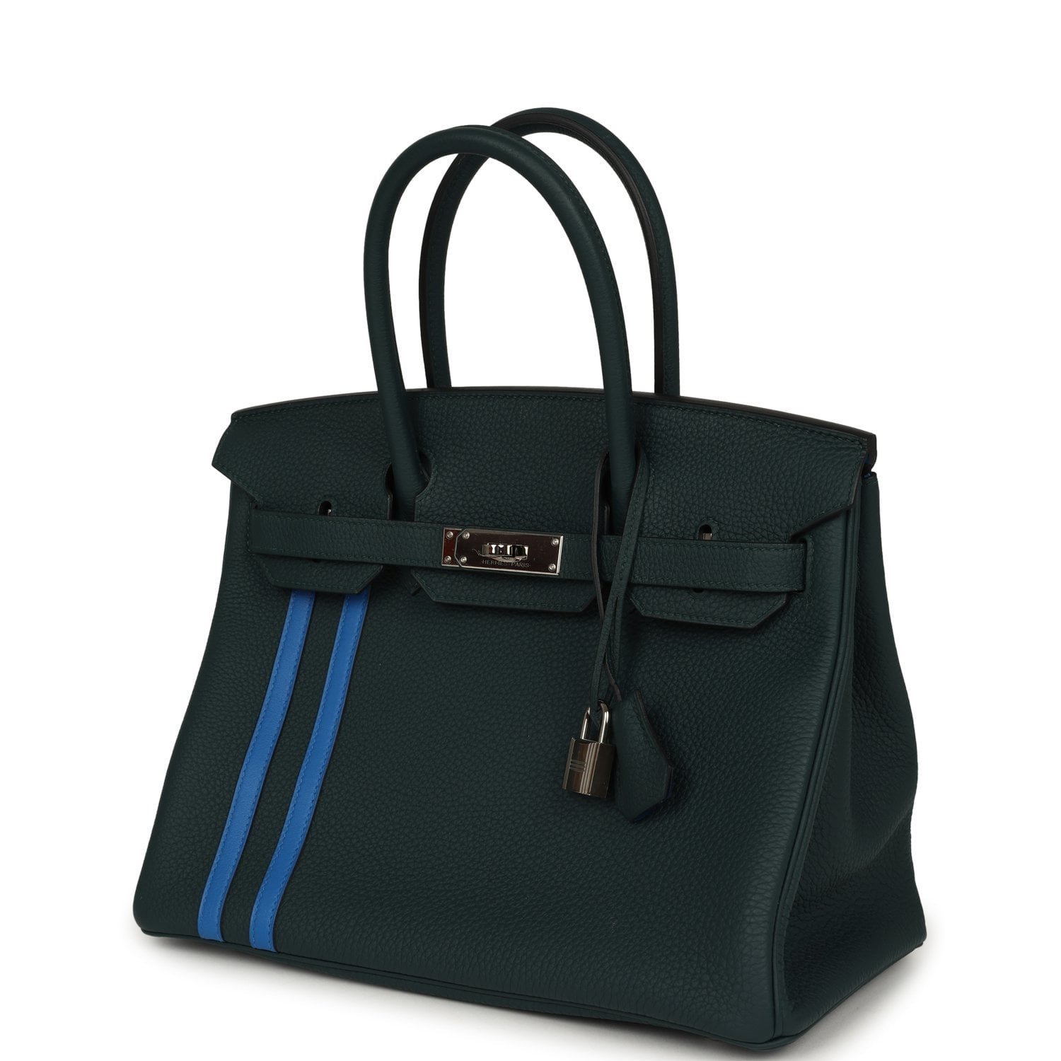 Hermes Officier Birkin 30 Vert Cypress, Bleu Zellige Togo Palladium Hardware - Image 5