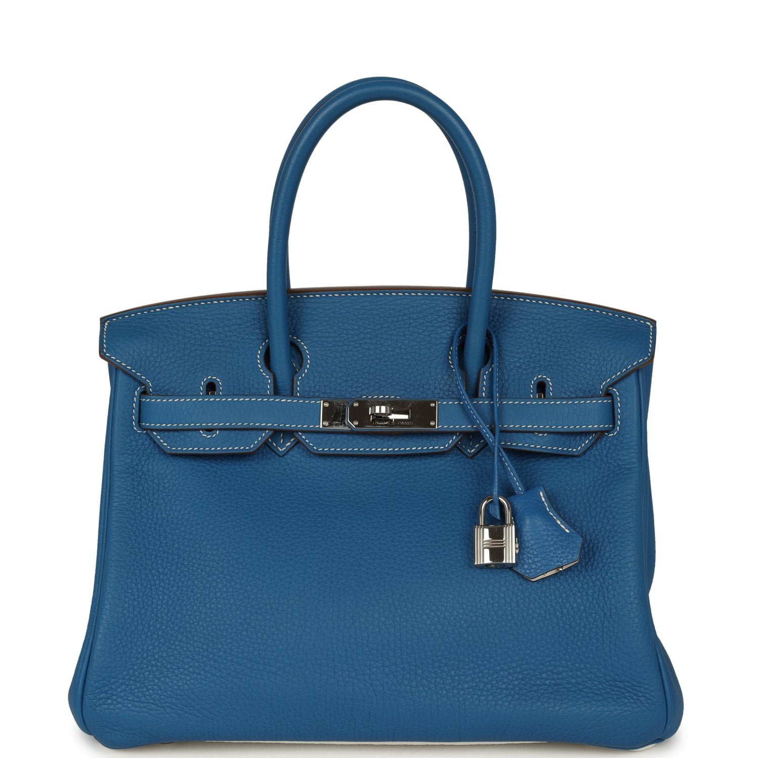 Hermes Eclat Birkin 30 Bleu Mykonos, White Clemence Palladium Hardware
