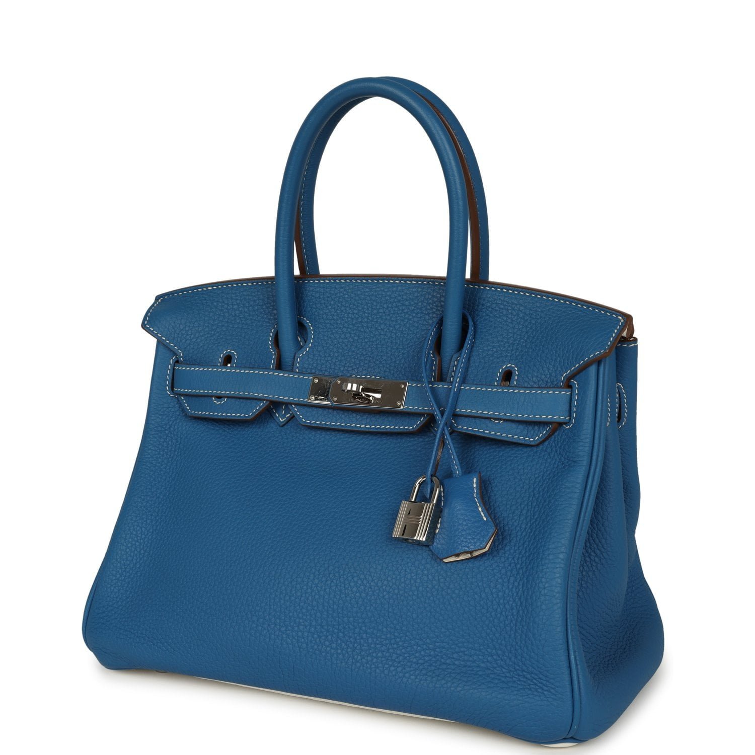 Hermes Eclat Birkin 30 Bleu Mykonos, White Clemence Palladium Hardware - Image 5