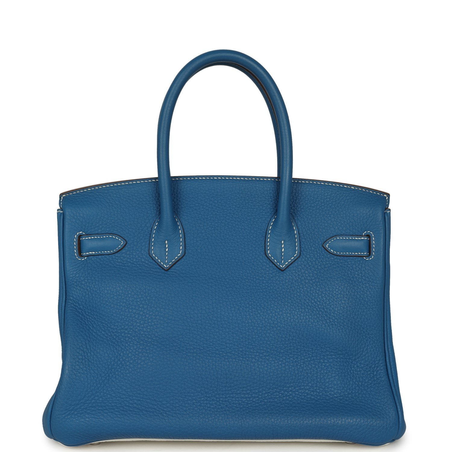 Hermes Eclat Birkin 30 Bleu Mykonos, White Clemence Palladium Hardware - Image 4