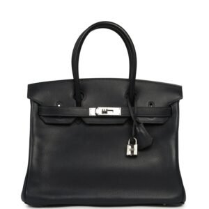 Vintage Hermes Birkin 30 Bleu Indigo Evergrain Palladium Hardware