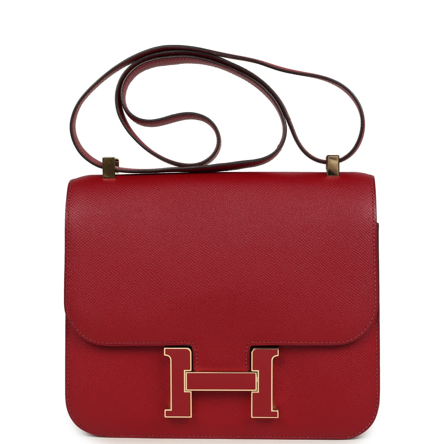 Hermes Constance 24 Rouge Grenat Verso Epsom Lacquered Permabrass Hardware