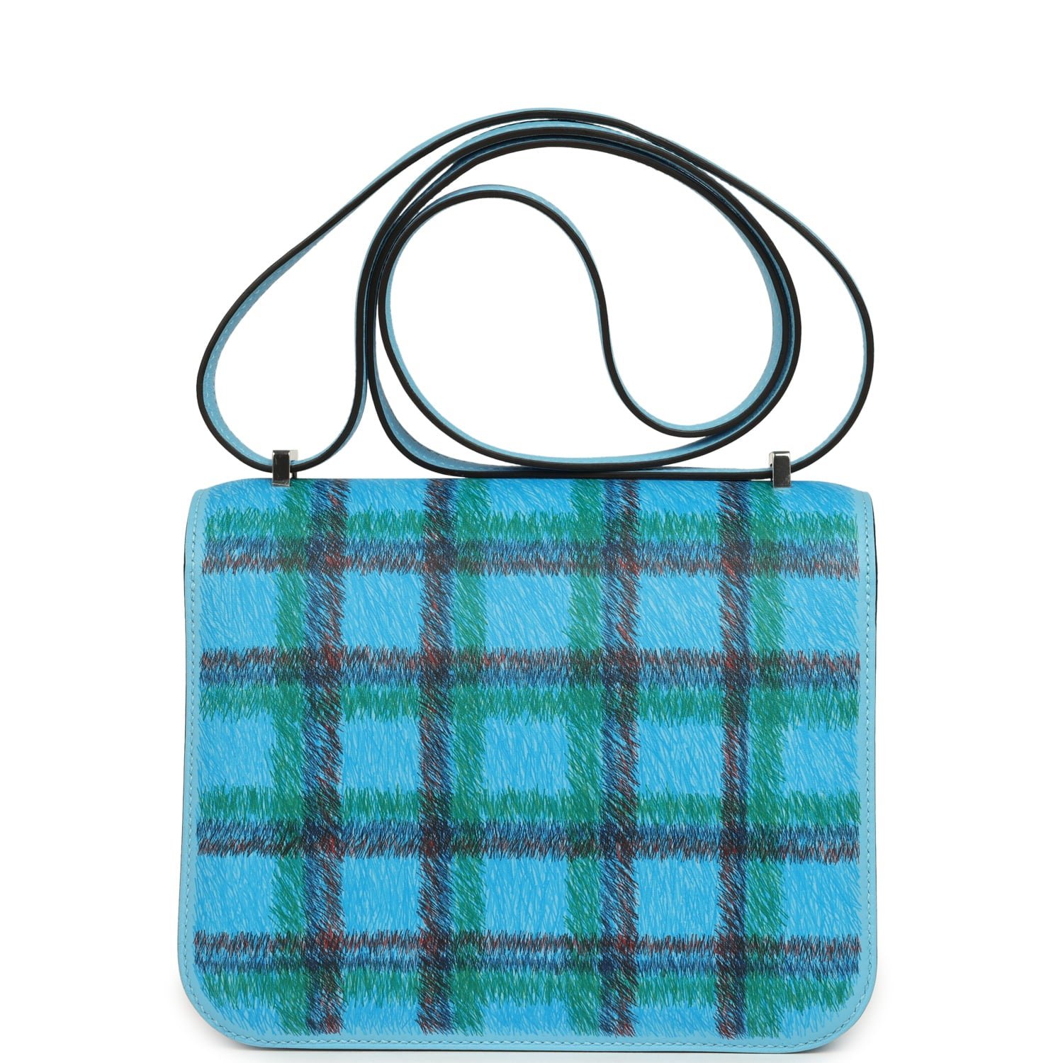 Hermes Constance 18 Tartan Celeste Swift Palladium Hardware - Image 4