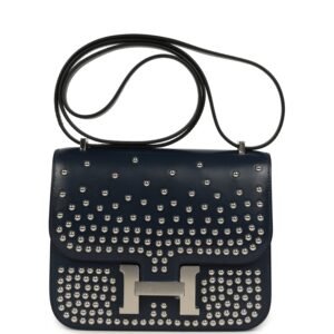 Hermes Constance 18 Clouté Bleu Abysse Box Palladium Hardware