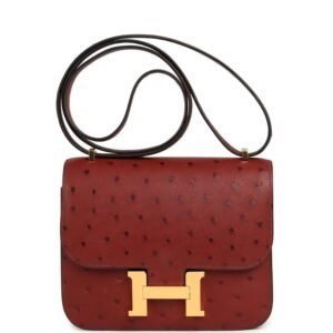 Hermes Constance 18 Rouge H Ostrich Gold Hardware