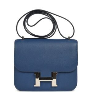 Hermes Constance 18 Bleu Tie Epsom Palladium Hardware