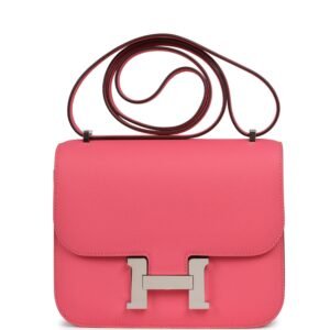 Hermes Constance 18 Rose Azalee Epsom Palladium Hardware