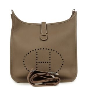 Hermes Evelyne III GM Etoupe Clemence Palladium Hardware