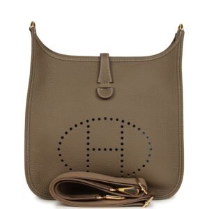 Hermes Evelyne III PM Etoupe Clemence Gold Hardware