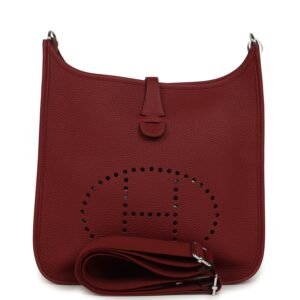 Hermes Evelyne III PM Rouge H Clemence Palladium Hardware