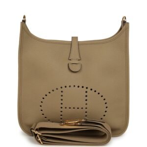 Hermes Evelyne III PM Beige Marfa Clemence Gold Hardware