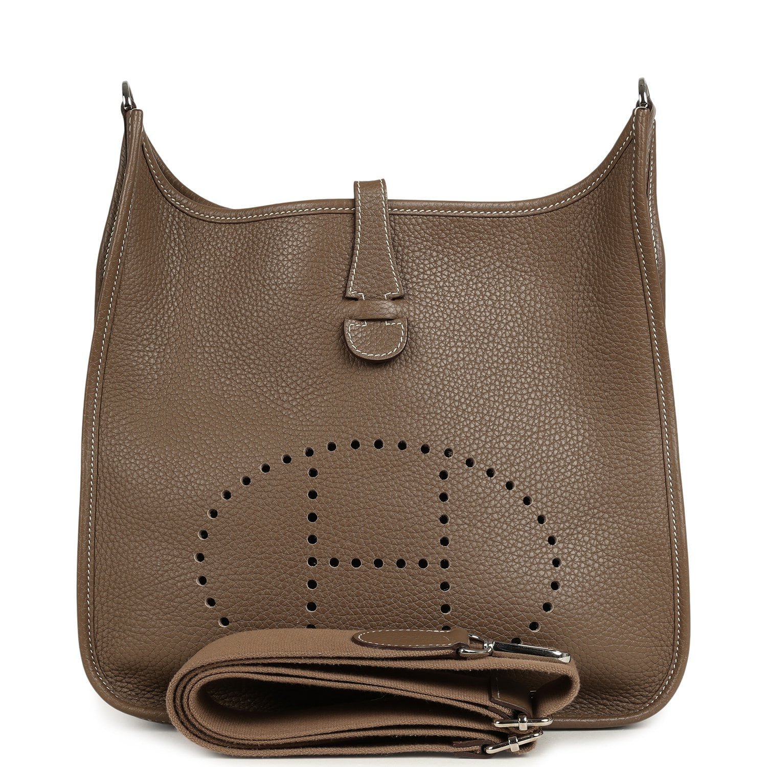 Hermes Evelyne III PM Etoupe Clemence Palladium Hardware