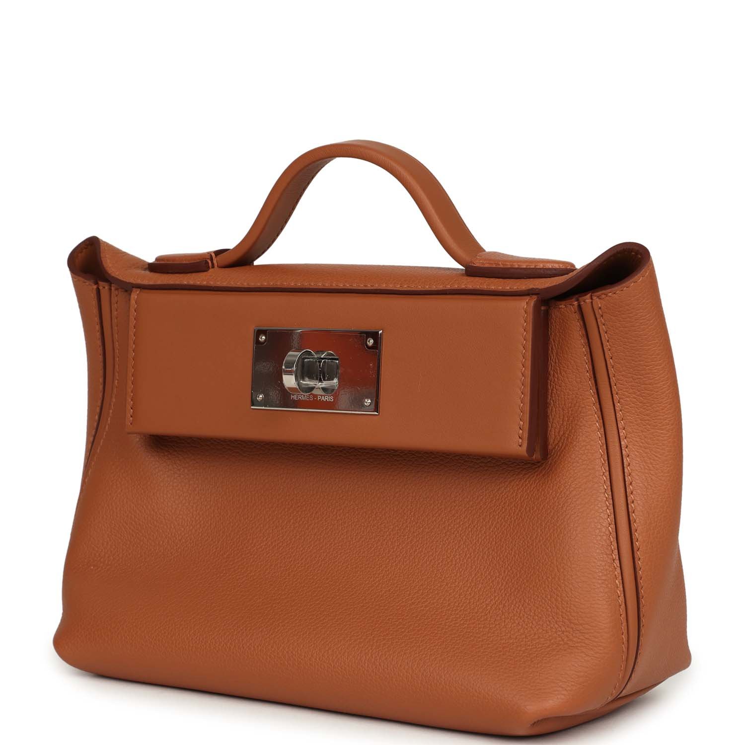 Hermes Mini 24/24 Bag Gold Evercolor and Swift Palladium Hardware - Image 5