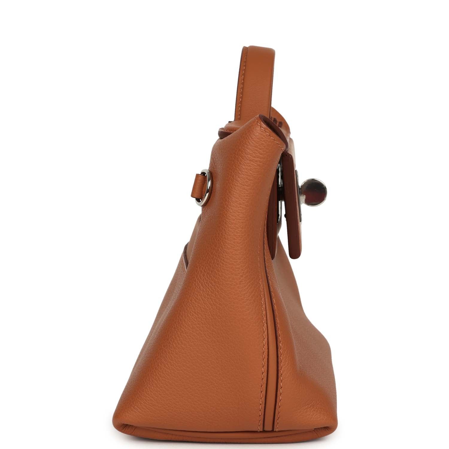 Hermes Mini 24/24 Bag Gold Evercolor and Swift Palladium Hardware - Image 3