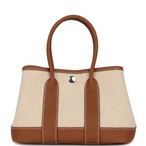 Hermes Garden Party Neo 23 Beige Ecru Toile H Canvas and Gold Negonda Palladium Hardware