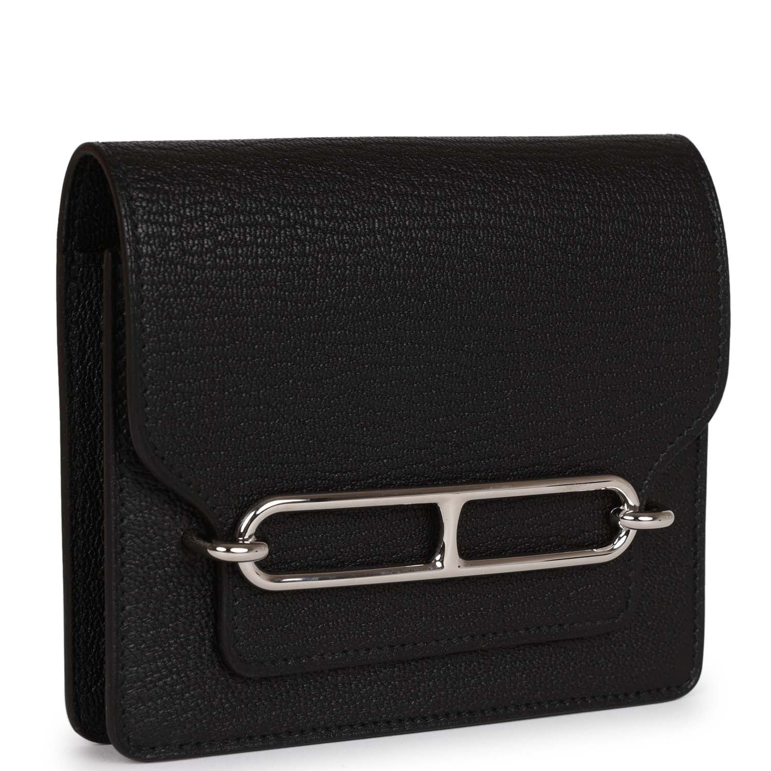 Hermes Roulis Slim Wallet Black Chevre Mysore Palladium Hardware - Image 2