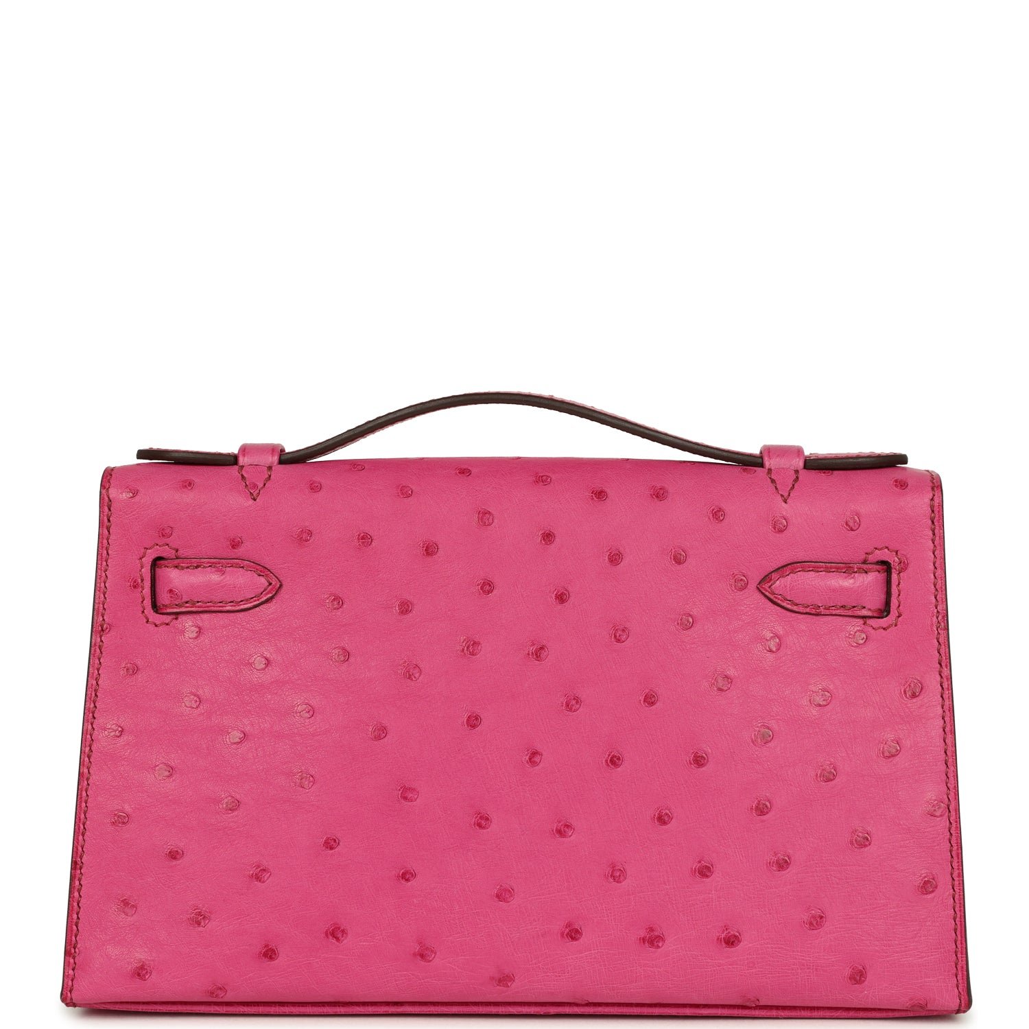 Hermes Kelly Pochette Fuchsia Ostrich Palladium Hardware - Image 4