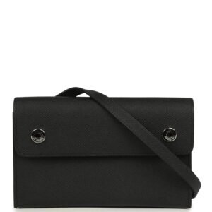Hermes Hermesnap Wallet Black Epsom Lacquered Palladium Hardware