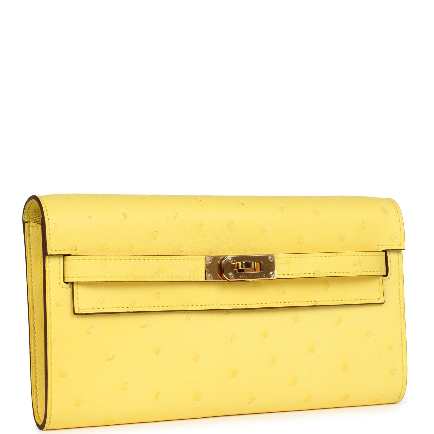 Hermes Kelly To Go Wallet Jaune Citron Ostrich Rose Gold Hardware - Image 2