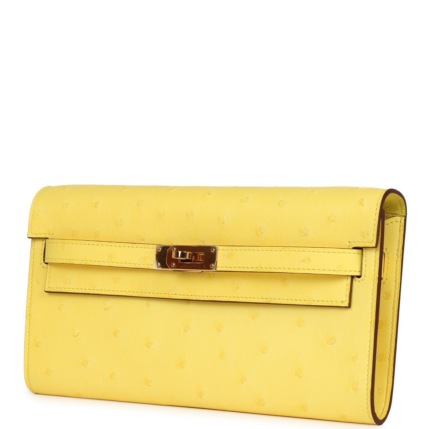 Hermes Kelly To Go Wallet Jaune Citron Ostrich Rose Gold Hardware - Image 5