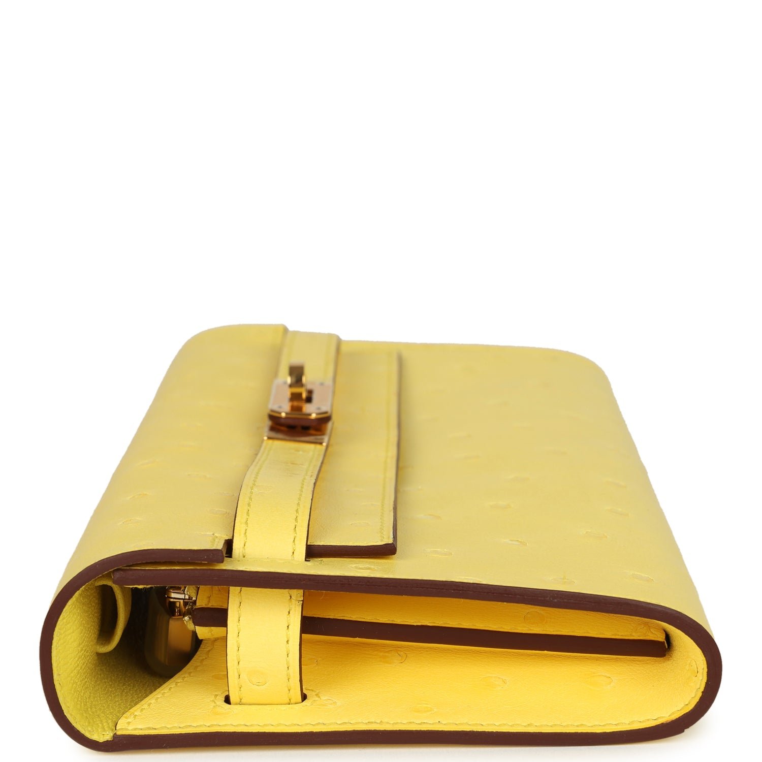 Hermes Kelly To Go Wallet Jaune Citron Ostrich Rose Gold Hardware - Image 3