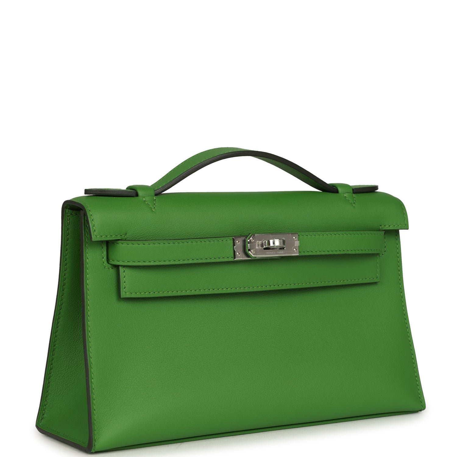 Hermes Kelly Pochette Vert Yucca Swift Palladium Hardware - Image 2