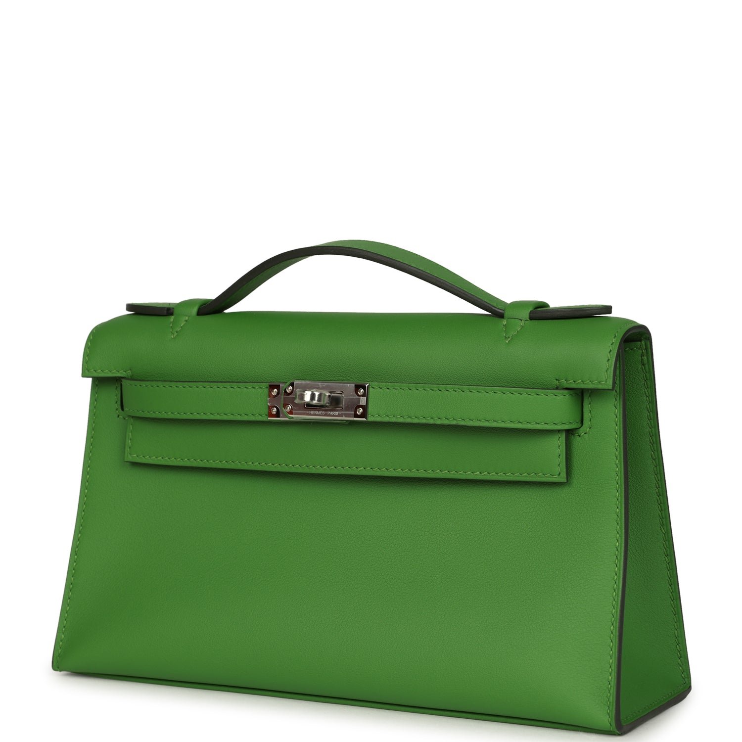 Hermes Kelly Pochette Vert Yucca Swift Palladium Hardware - Image 5