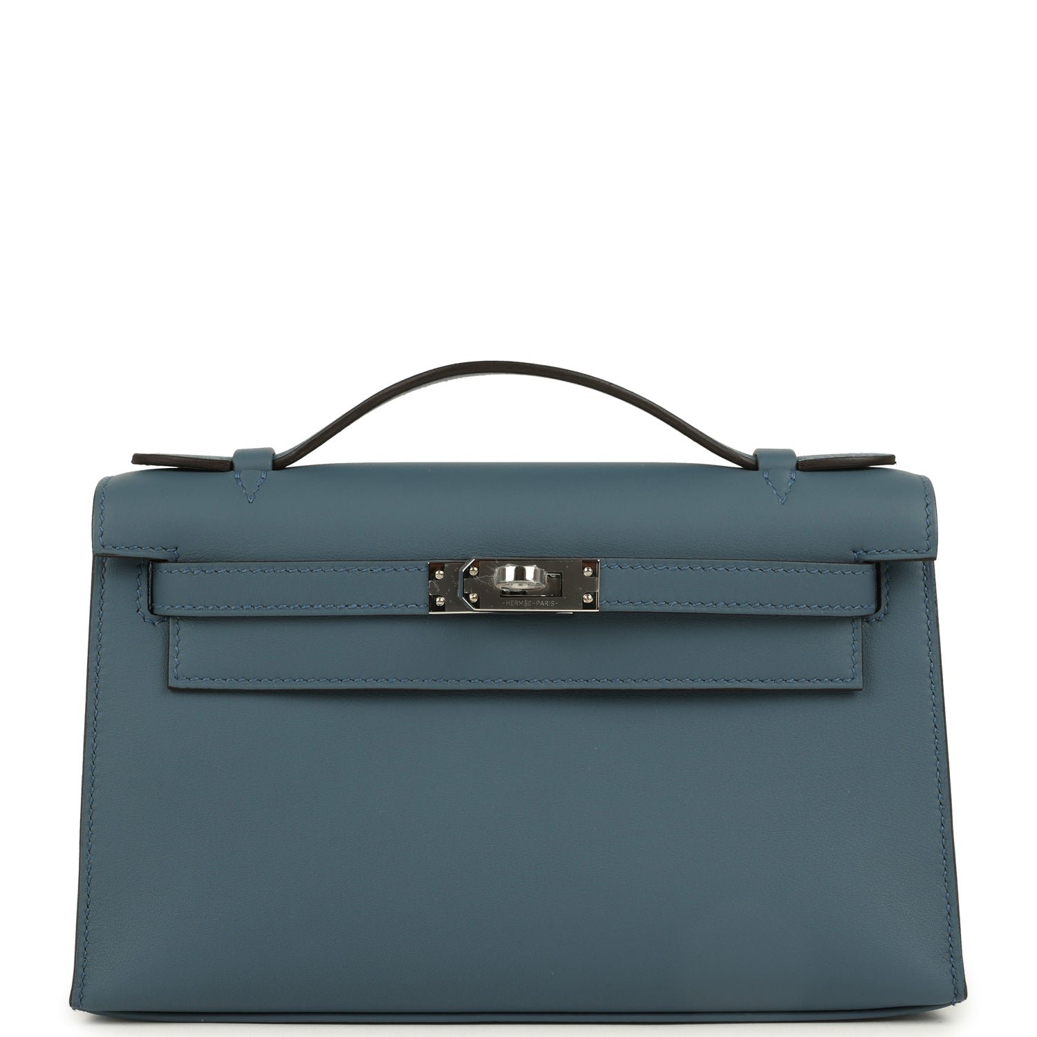 Hermes Kelly Pochette Bleu Tempete Swift Palladium Hardware