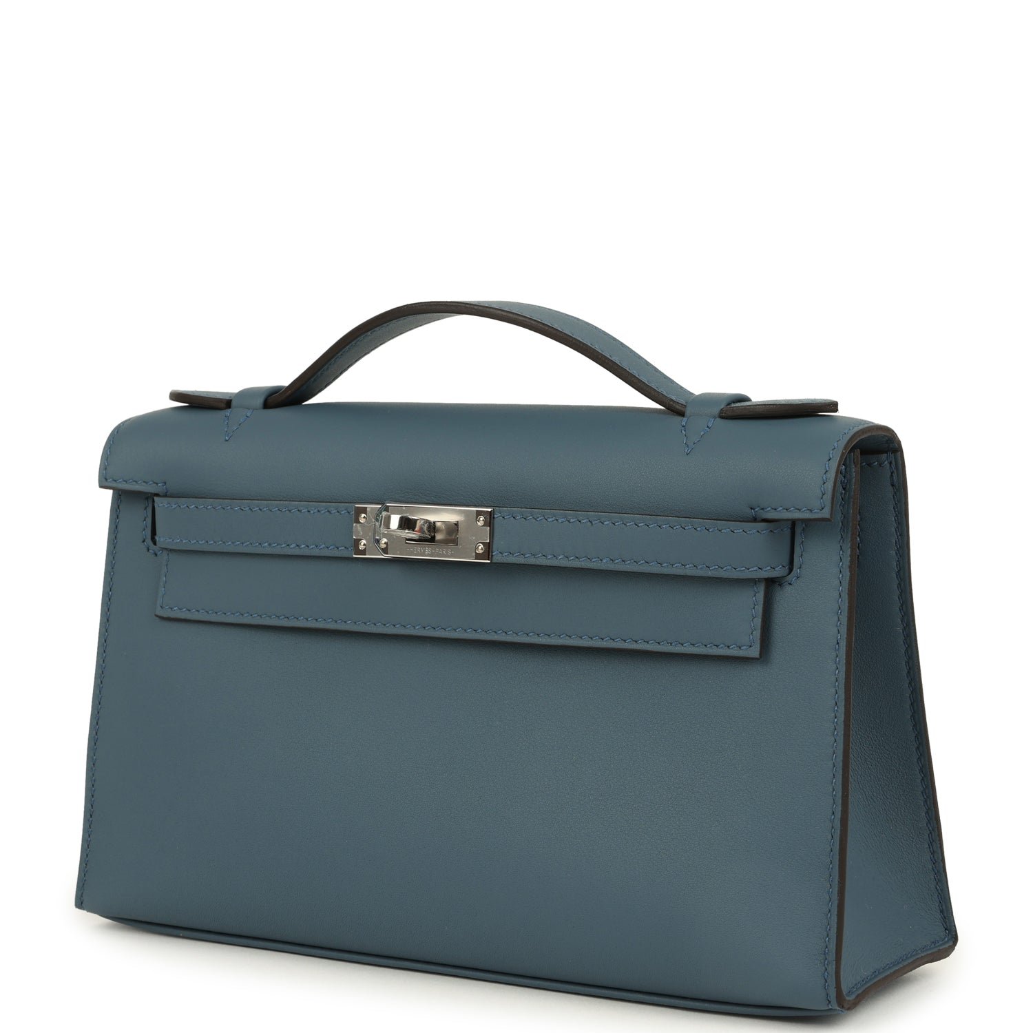 Hermes Kelly Pochette Bleu Tempete Swift Palladium Hardware - Image 5