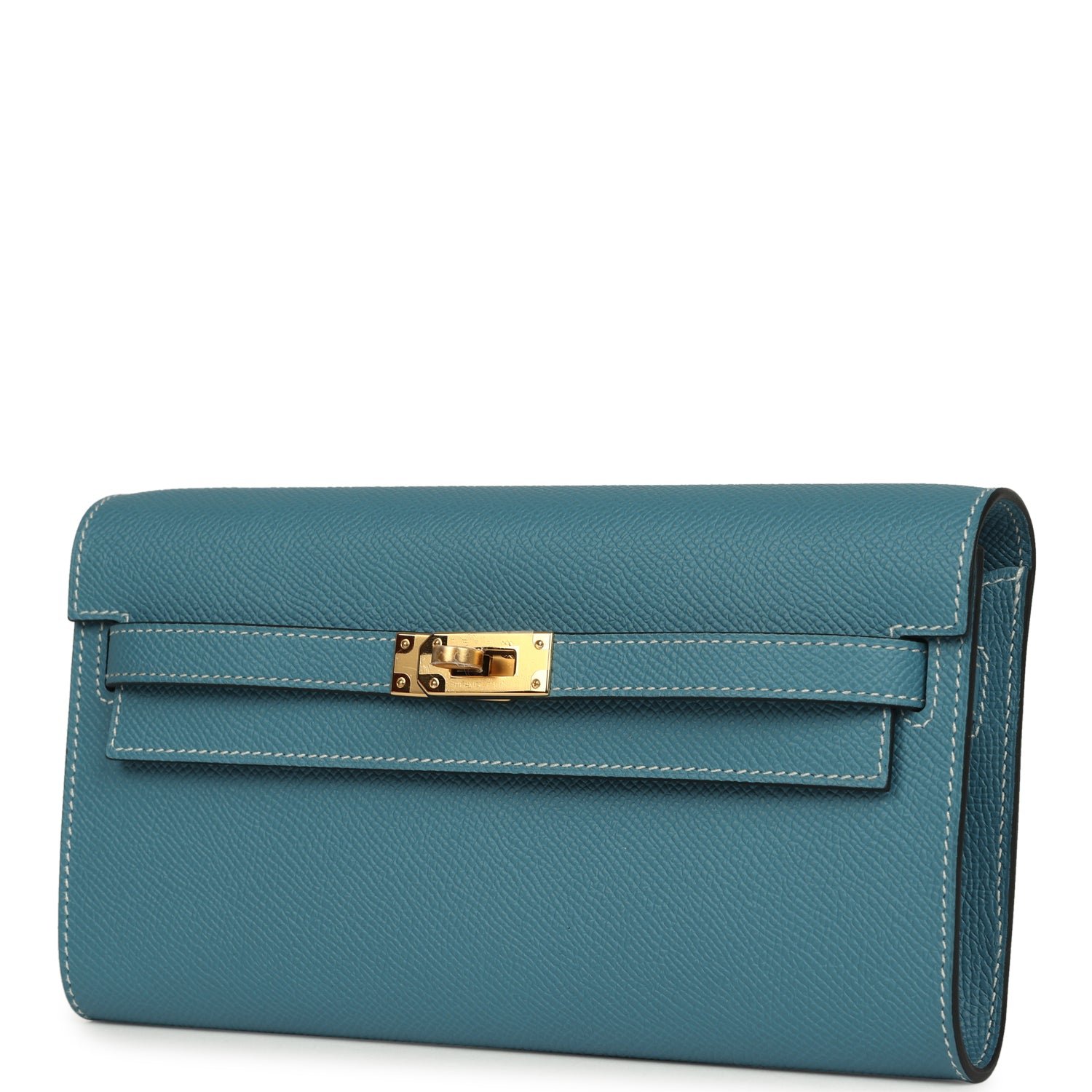 Hermes Kelly Wallet To Go Blue Jean Epsom Gold Hardware - Image 5