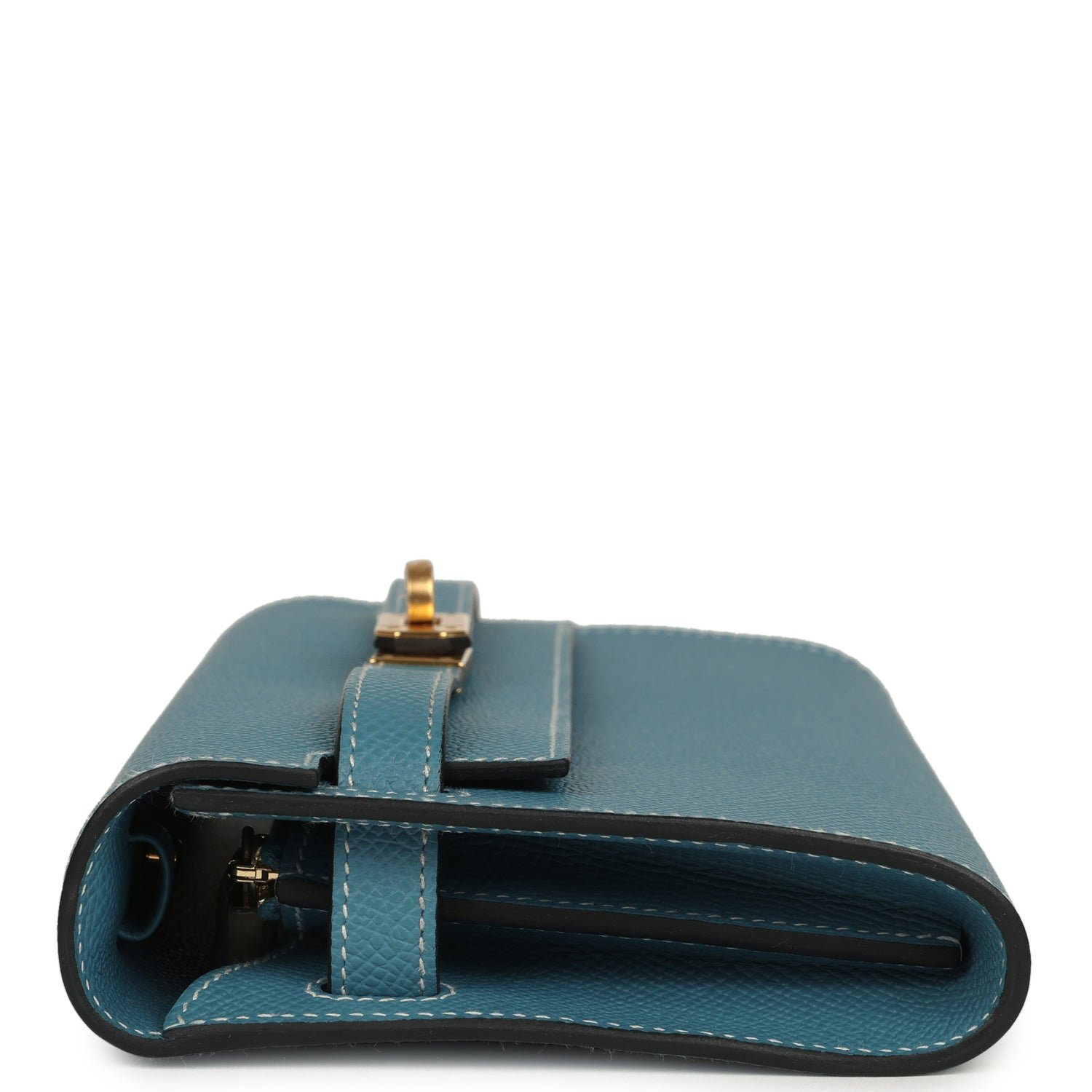 Hermes Kelly Wallet To Go Blue Jean Epsom Gold Hardware - Image 4