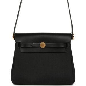 Hermes Herbag Zip 20 Mini Black Toile Militaire Canvas and Black Vache Hunter Gold Hardware