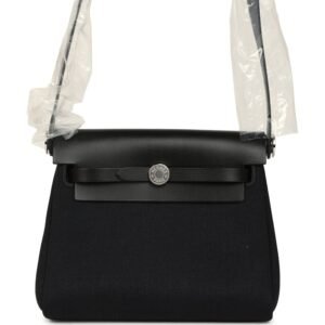 Hermes Herbag Zip 20 Mini Black Toile Militaire Canvas and Vache Hunter Palladium Hardware