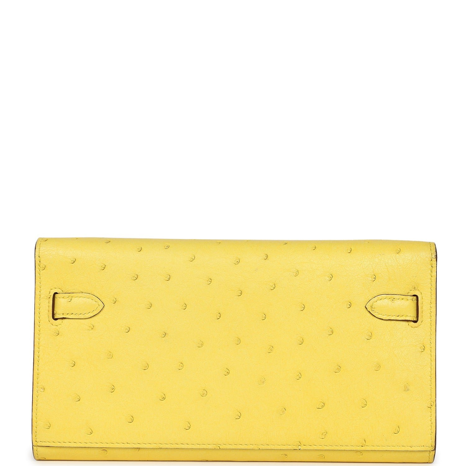 Hermes Kelly Wallet To Go Jaune Citron Ostrich Rose Gold Hardware - Image 3