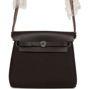 Hermes Herbag Zip 20 Mini Ebene Toile Militaire Canvas and Vache Hunter Palladium Hardware