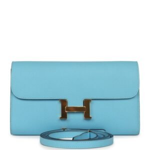 Hermes Constance Wallet To Go Celeste Epsom Gold Hardware