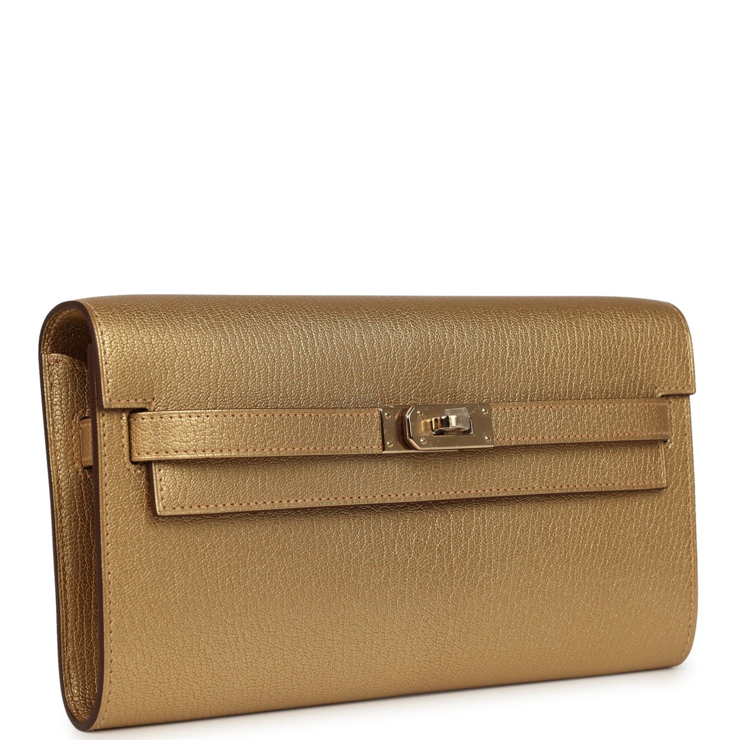 Hermes Kelly Wallet To Go Dore Chevre Chamkilight Permabrass Hardware - Image 2