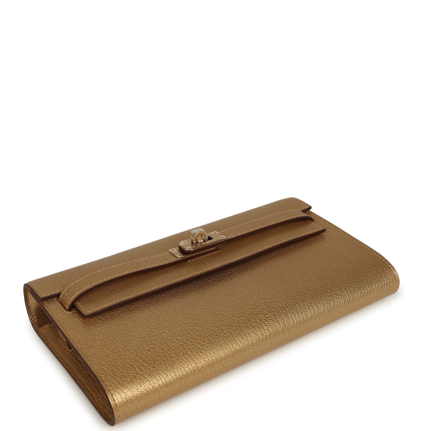 Hermes Kelly Wallet To Go Dore Chevre Chamkilight Permabrass Hardware - Image 3